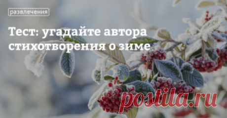 Тест: угадайте автора стихотворения о зиме Зимняя пора вдохновляла многих русских писателей. «Целый мир из серебра», «кружевная красота», «студеная пора» — так описывают поэты в своих произведениях это сказочное время года. А строки «буря мглою небо кроет, вихри снежные крутя» знакомы многим из нас с самого детства. Но вот помните ли вы, кто написал это стихотворение? Проверьте себя и свои знания о произведениях русских поэтов в нашем тесте!