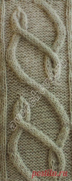 узор змейка из полос | каталог вязаных спицами узоров