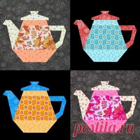 Tea Pot Paper Pieced Quilt Block Pattern