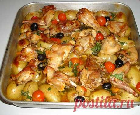 Запеченный кролик в духовке с овощами | Вкусные Рецепты
