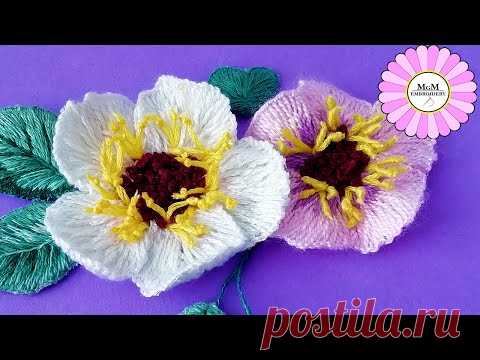 3Д вышивка| удивительный трюк|цветок из шерсти