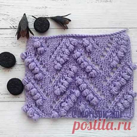 Простой ажурный узор со множеством шишечек (нуппами), схема узора - Самые красивые узоры спицами Простой ажурный узор со множеством шишечек (нуппами), схема узора, красивые узоры спицами со схемами, вязание спицами ажурные узоры,