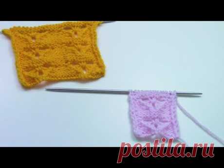Ажурный узор спицами Треугольники-бабочки💛Knitting patterns