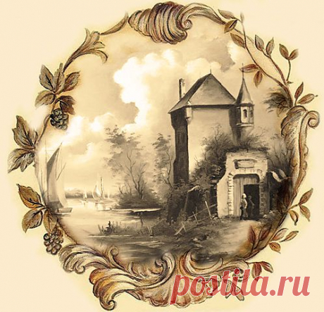 Оригинальные картинки для декупажа в рамочках.