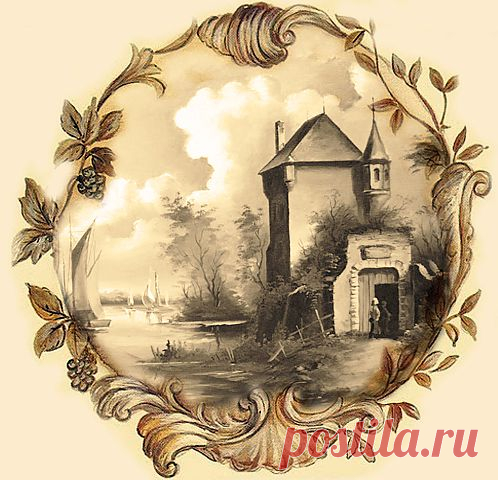 Оригинальные картинки для декупажа в рамочках.