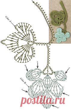 No.61 Grapevine Lace Crochet Motifs / 포도덩굴 모티브도안