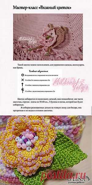 Вязаный цветок-украшение - Ярмарка Мастеров - ручная работа, handmade