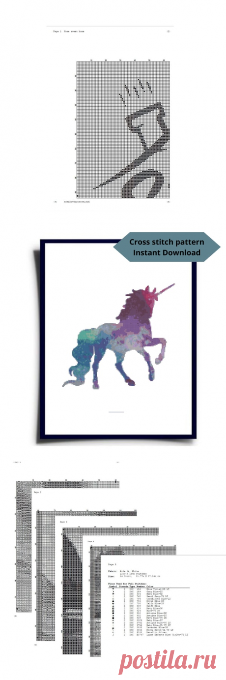 Unicorn cross stitch pattern, Horse cross stitch pattern, Co - Inspire Uplift