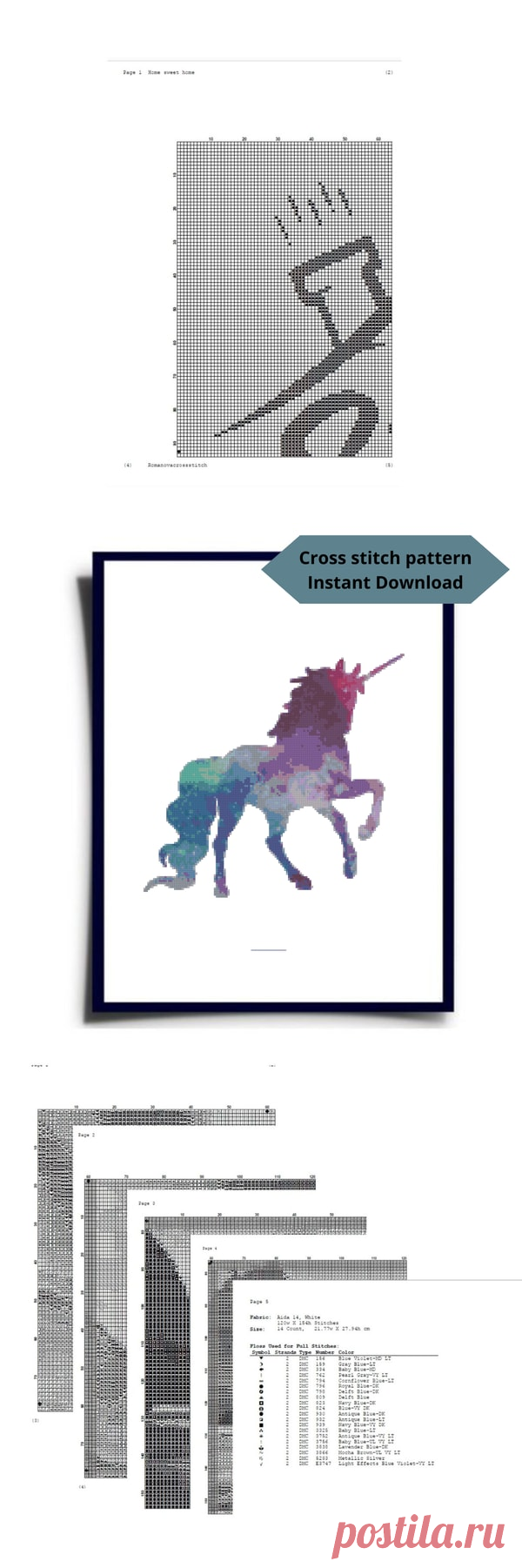 Unicorn cross stitch pattern, Horse cross stitch pattern, Co - Inspire Uplift
