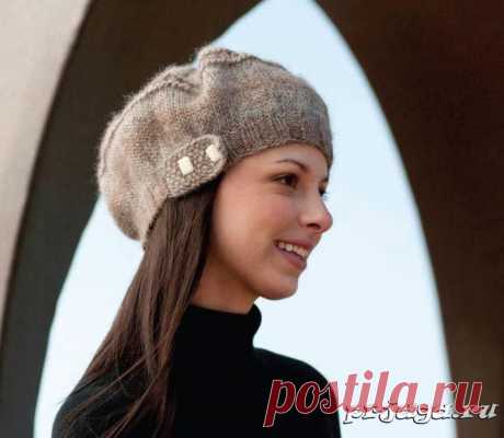 шапка берет для женщины спицами
