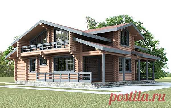 Современный двухэтажный дом в стиле Hi-Tech Киров | ООО Рубикон. Оцилиндрованное бревно Кировская область