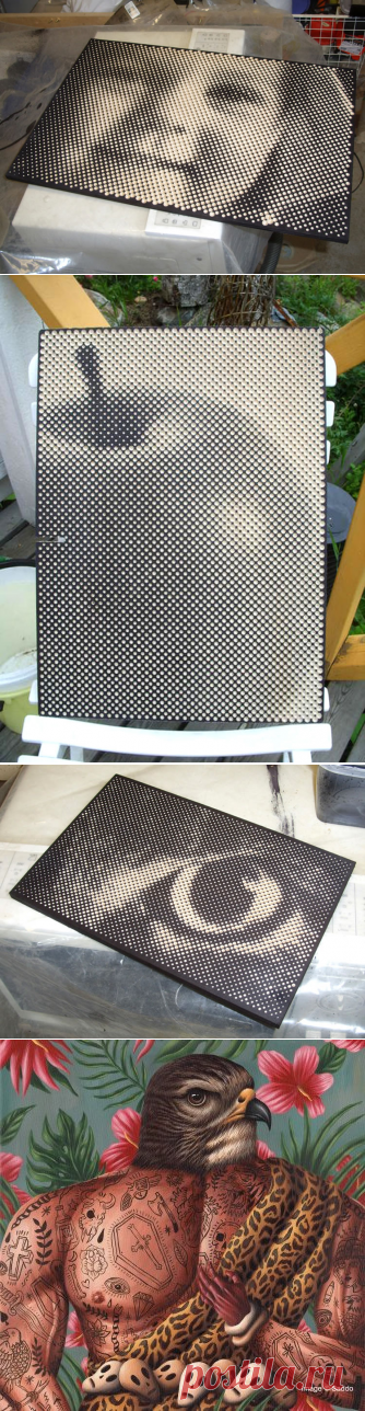 Halftone Pictures Drilled on Wood | Illusion Magazine