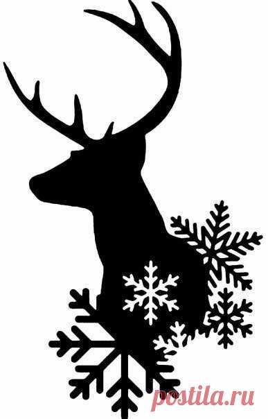 Трафареты на окна Новогодний олень
