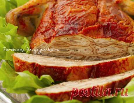 Фаршированная курица блинами - Перчинка Хозяюшка -