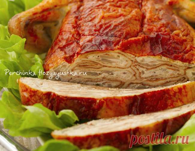 Фаршированная курица блинами - Перчинка Хозяюшка -