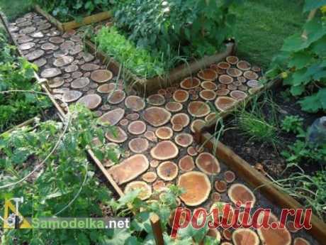 Садовые дорожки из спилов дерева..
