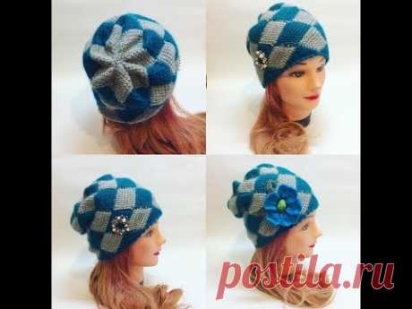 Шапка энтерлак крючком .crochet cap