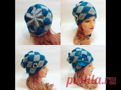 Шапка энтерлак крючком .crochet cap