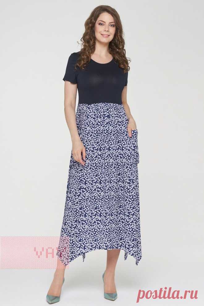 Летние платья от марки VAY. Женские летние платья VAY (артикул 191-3482), цветовое решение т.синий/мелкий цветок т.синий. Ещё больше женских платьев марки ВЭЙ на оптовом сайте производителя VAY - Ньювэй.ру https://www.newvay.ru