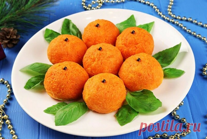 Новогодняя закуска "Мандаринки" с курицей и сыром &raquo; Женский Мир