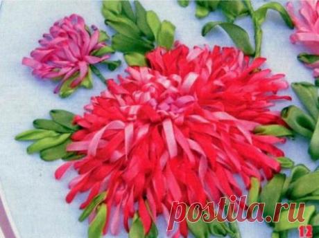 Яркие очаровательные астры, вышитые лентами — Рукоделие