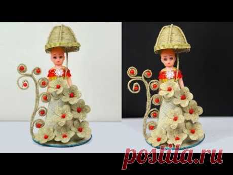 DIY - Make Beautiful Doll Showpiece from Use Jute - Beautiful jute doll craft - Home decor with jute