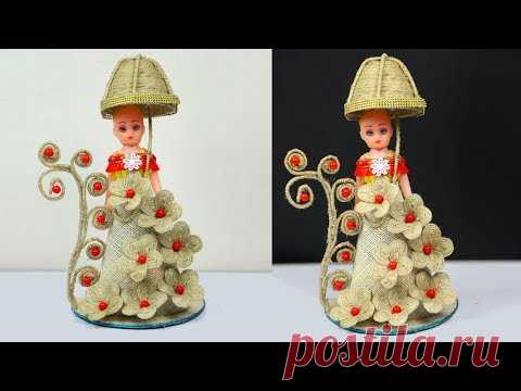 DIY - Make Beautiful Doll Showpiece from Use Jute - Beautiful jute doll craft - Home decor with jute