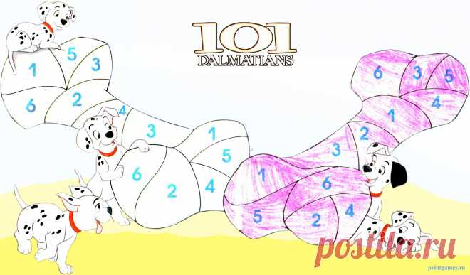 101 долматинец - Детская игра — про то, кто быстрее съест косточку.