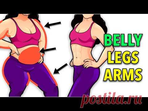 30 Min NO JUMPING Full Body Fat Burn (Belly, Legs, Arms)