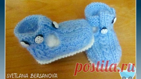 Пинетки-сандалики спицами. Knitting booties