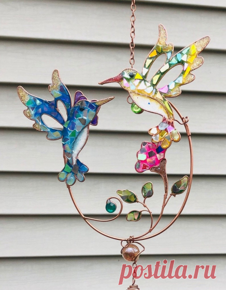 Colibrí.. Carillón de viento de colibrí.. Blingthingzbylori.. Carillón de viento.. SunCatcher.. Arte de jardín. - Etsy Chile