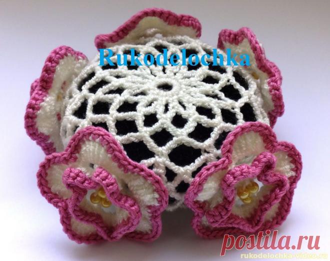 Сеточка для волос с цветами крючком. Мастер-класс.