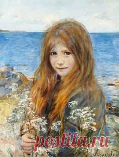 Hans Olaf Heyerdahl (Swedish, 1857-1913), Little girl on the…