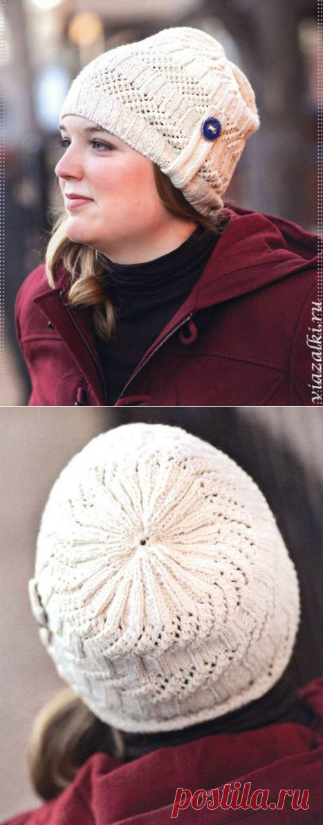 Белая вязаная шапка