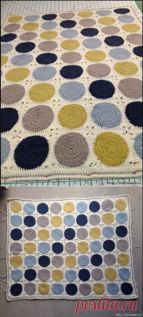 Плед из очень простых мотивов крючком. МК - Nebka.Ru