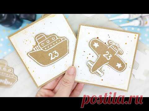 Очень простые и быстрые Открытки на 23 Февраля своими руками / Скрапбукинг / поделки 23 Февраля