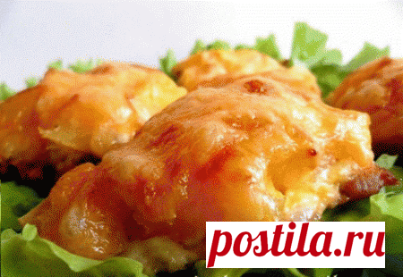 Курица, запеченная  с ананасами и сыром