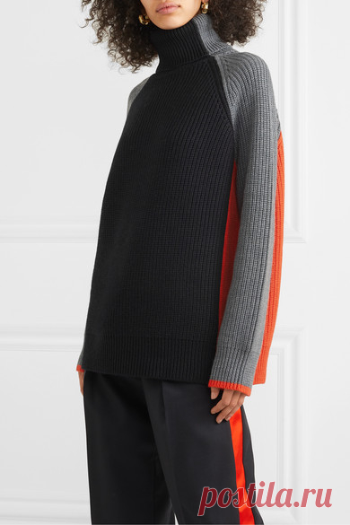Victoria, Victoria Beckham / негабаритный цветной шерстяной свитер с высоким воротом | NET-A-PORTER.COM