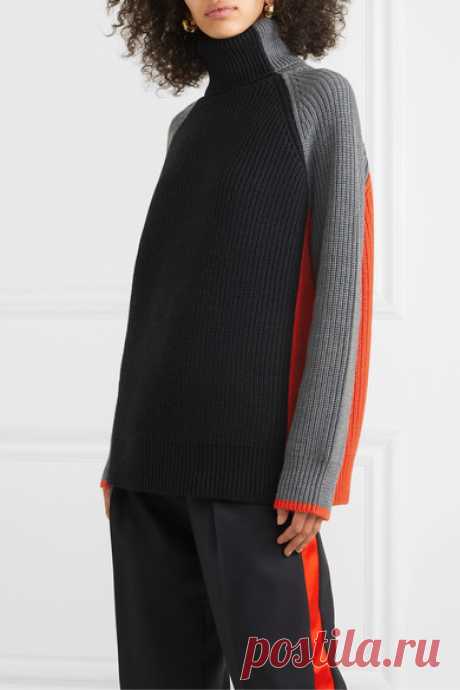 Victoria, Victoria Beckham / негабаритный цветной шерстяной свитер с высоким воротом | NET-A-PORTER.COM