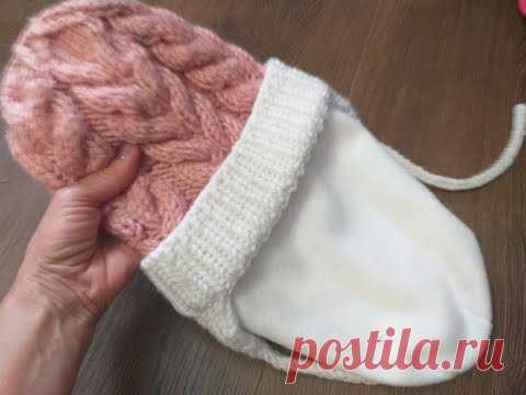 ПОДКЛАДКА ДЛЯ ШАПКИ ИЗ ФЛИСА. ЧАСТЬ 2. Вяжем вместе.