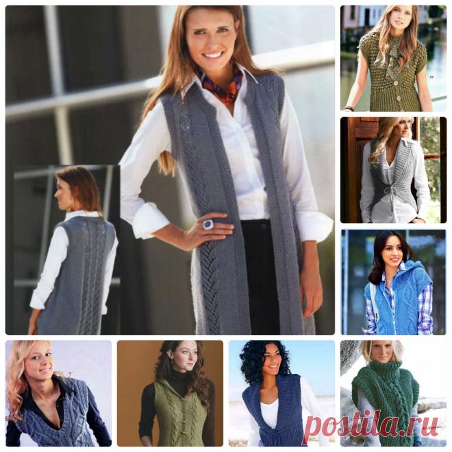 Вязание спицами жилетов и безрукавок для женщин - 47 схемам с описанием