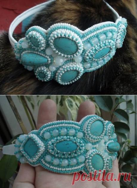 Ободок бирюзовый | biser.info - всё о бисере и бисерном творчестве