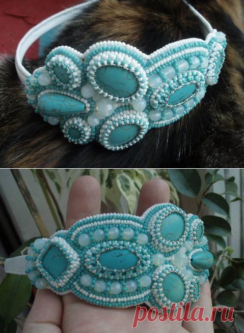 Ободок бирюзовый | biser.info - всё о бисере и бисерном творчестве