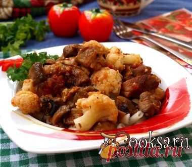 Жареная свинина с шампиньонами и цветной капустой фото рецепт приготовления