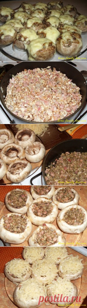 Шампиньоны фаршированные/Сайт с пошаговыми рецептами с фото для тех кто любит готовить