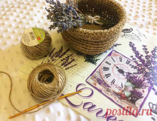Корзинка из джута крючком | Цветы из бумаги. | Яндекс Дзен