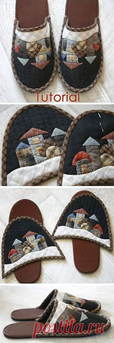 Sew cozy slippers. Quilting and patchwork. DIY tutorial in…