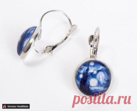 Серьги 'Ван Гог. Звездная ночь' ручной работы купить в Минске и Беларуси, цены на HandMade