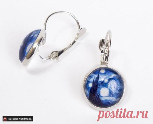 Серьги 'Ван Гог. Звездная ночь' ручной работы купить в Минске и Беларуси, цены на HandMade