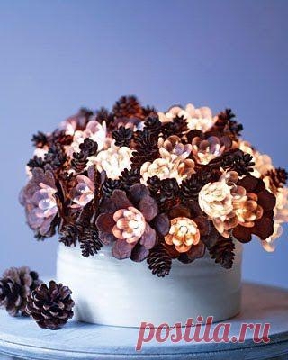 Светильник из шишек "Зимний букет" - Учимся Делать Все Сами